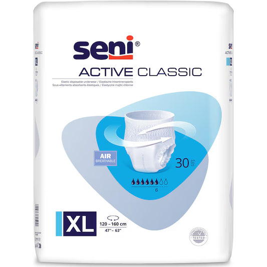 Seni Active Classic – scutece tip chilot, XL (120–160 cm), 30 buc.