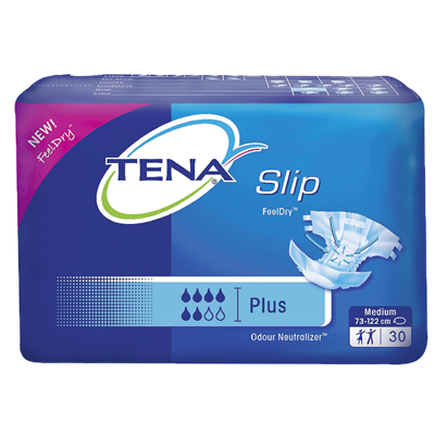 TENA Slip Plus – scutece pentru adulți cu benzi, M (73–122 cm), 30 buc.