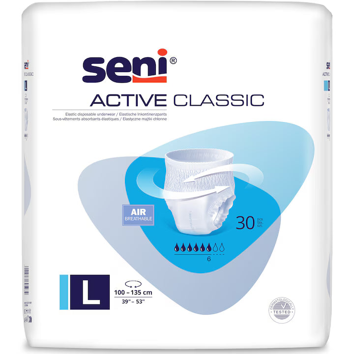 Seni Active Classic – scutece tip chilot, L (100–135 cm), 30 buc.