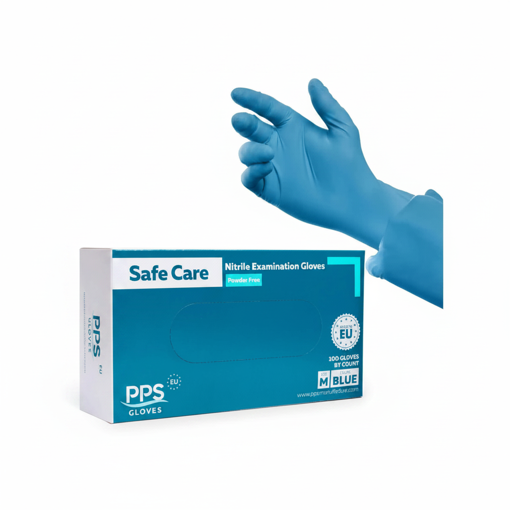 Mănuși nitril Safe Care PPS albastre 100 buc