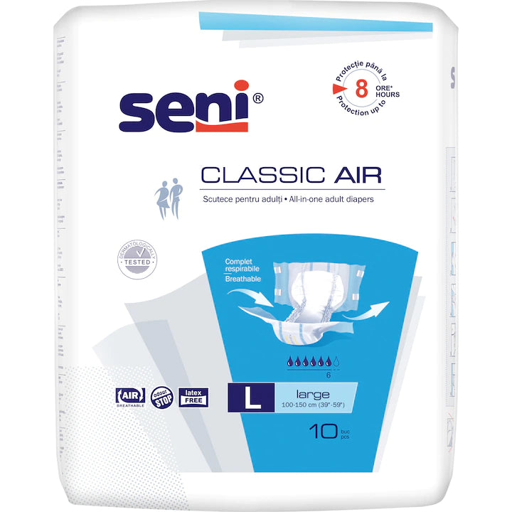 Scutece pentru adulți Seni Classic Air, L (100–150 cm), 10 buc.