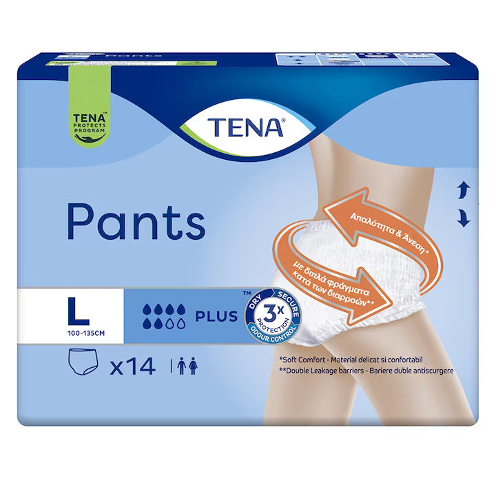 TENA Pants Plus – scutece tip chilot pentru adulți, L (100–135 cm), 14 buc.