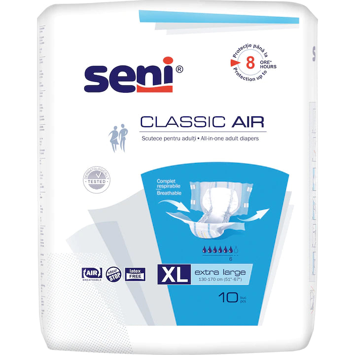 Scutece pentru adulți Seni Classic Air, XL (130–170 cm), 10 buc.